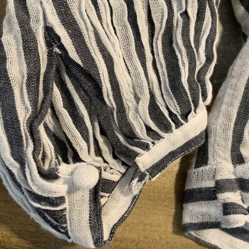 Free People Barcelona nights Striped Waist Tie Woven Blouse Size XSmall - Picture 7 of 9